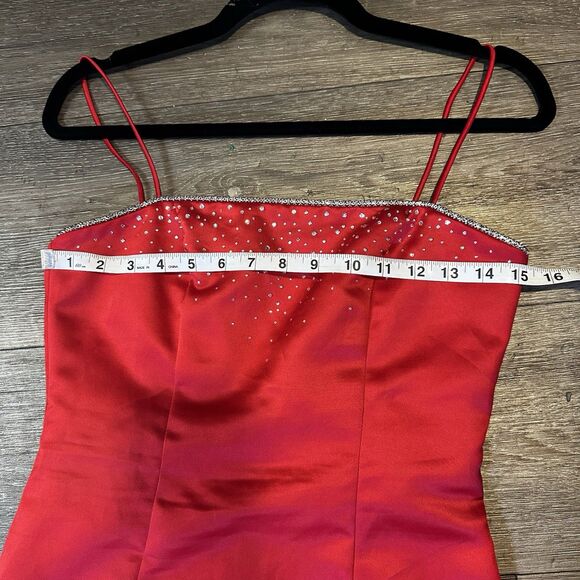 Vintage 90s Y2K Zum Zum Niki Livas Prom Gown Red Dress Rhinestone Fairy Corset 5 - Picture 6 of 11